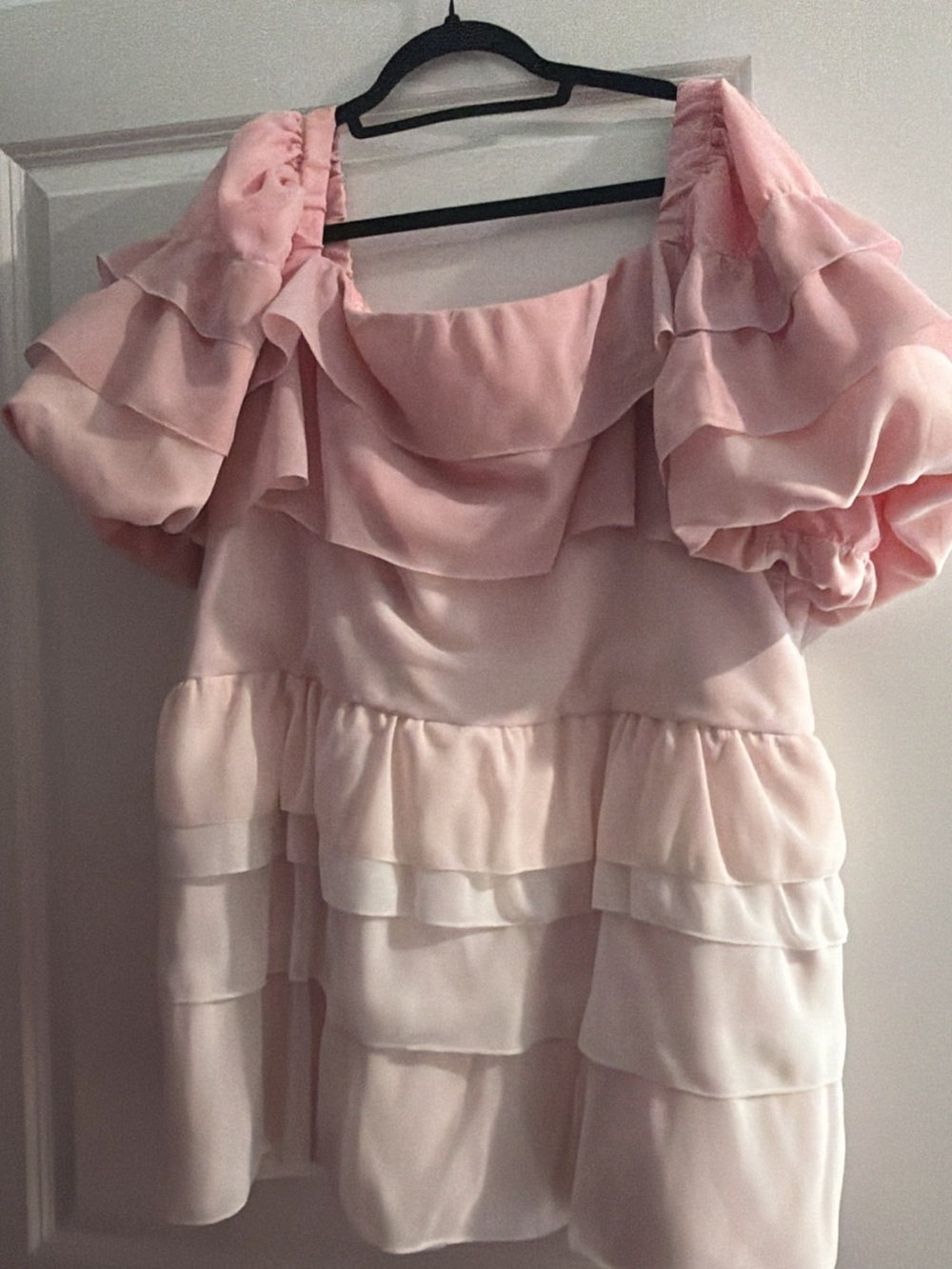 Romantic Blush Pink Ruffle Mini Dress